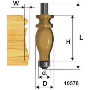 Фреза кромочная фигурная ф25,4х41 мм, хвостовик 12 мм, ЭНКОР, 10578