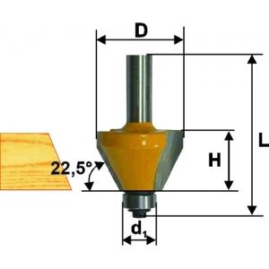 Фреза кромочная конусная ф22,2х13 мм, 25° хвостовик 8 мм, ЭНКОР, 9232