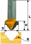 Фреза пазовая фасонная ф12,7х10 мм, R2,4 мм, хвостовик 8 мм, ЭНКОР, 10632
